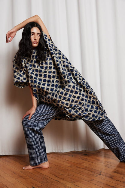 Easy Pants in Blue Check - Soochie - Fahari Bazaar