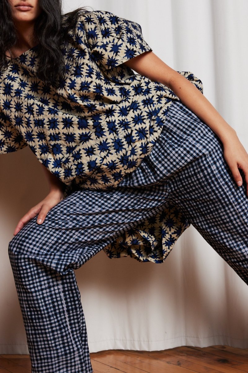Easy Pants in Blue Check - Soochie - Fahari Bazaar
