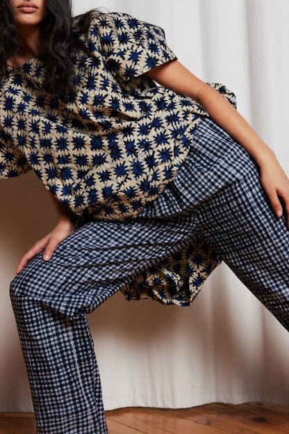 Easy Pants in Blue Check - Soochie - Fahari Bazaar
