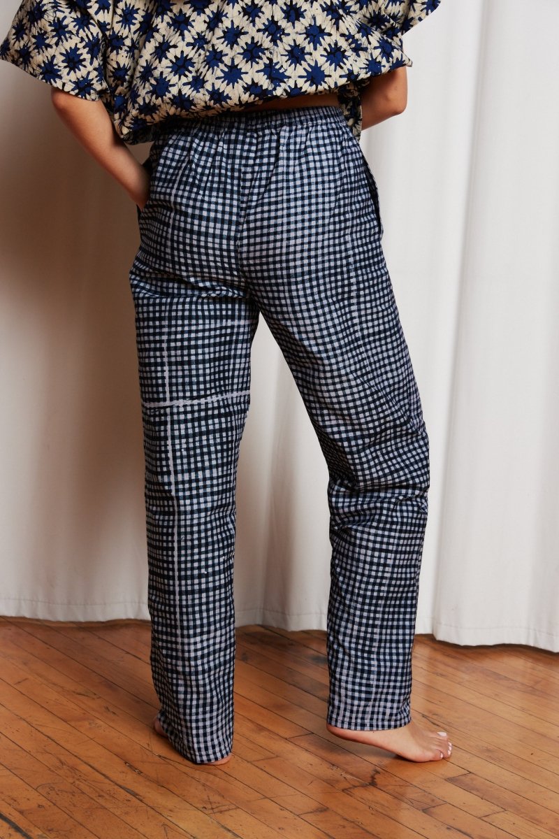 Easy Pants in Blue Check - Soochie - Fahari Bazaar