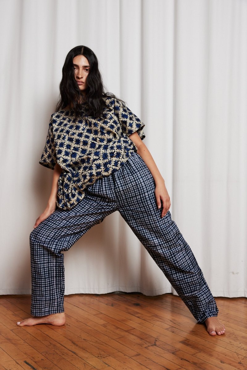 Easy Pants in Blue Check - Soochie - Fahari Bazaar
