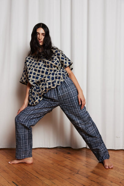 Easy Pants in Blue Check - Soochie - Fahari Bazaar