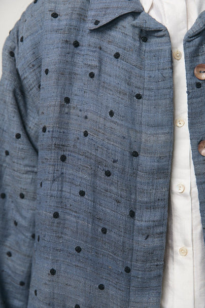 Embroidery Quilting Coat in Blue Grey - Soochie - Bunon