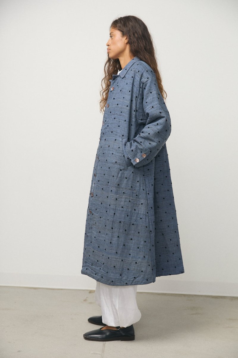 Embroidery Quilting Coat in Blue Grey - Soochie - Bunon