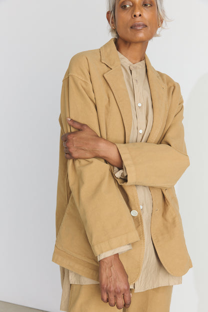 Garment Dye Moleskin Oversize Work Jacket - Camel