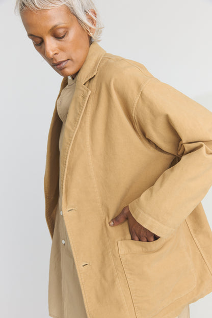 Garment Dye Moleskin Oversize Work Jacket - Camel