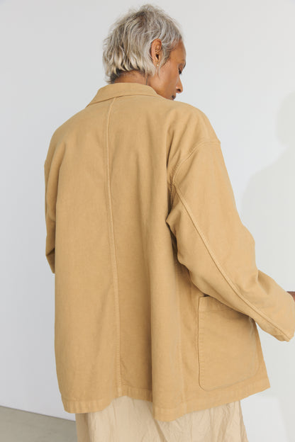 Garment Dye Moleskin Oversize Work Jacket - Camel