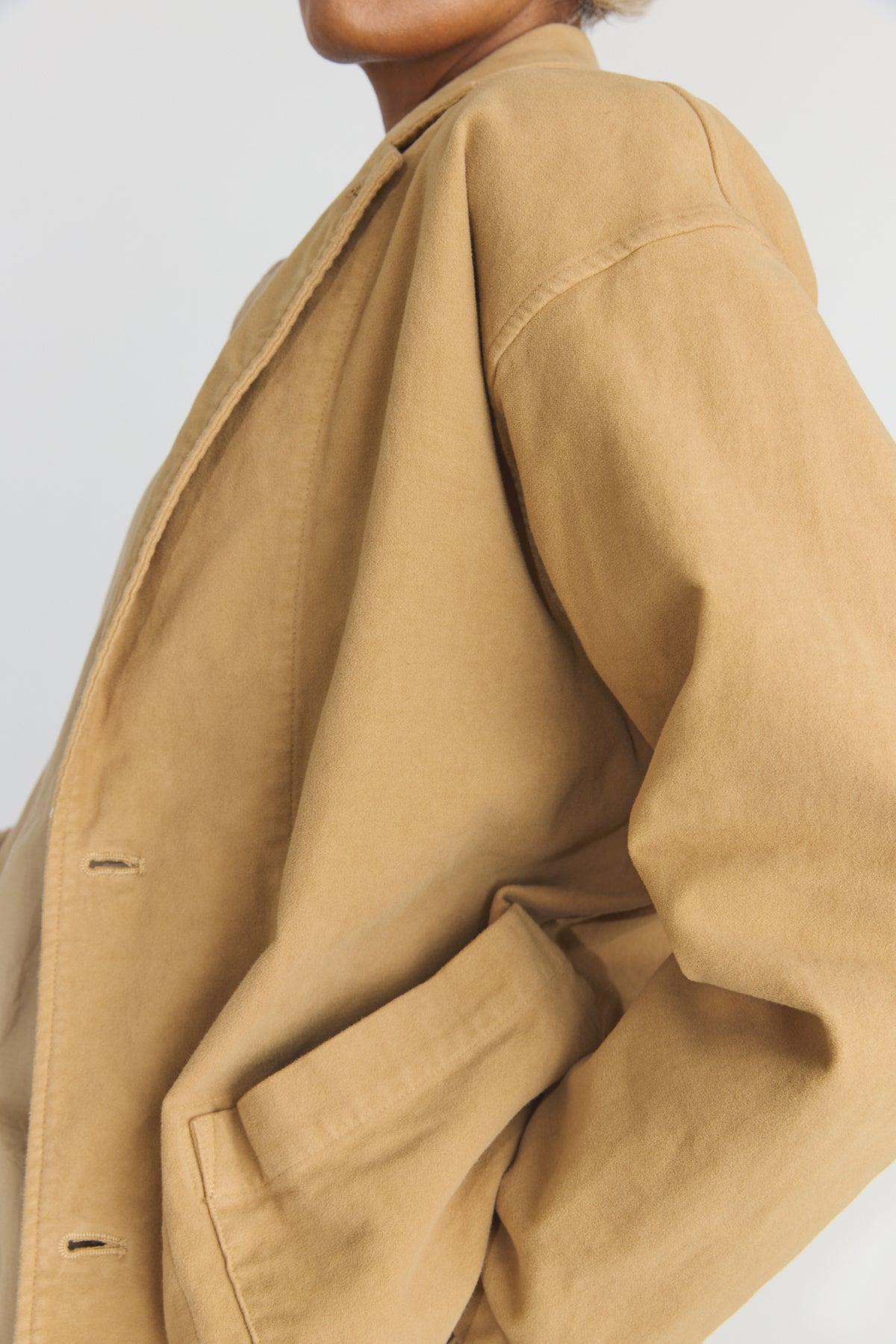Garment Dye Moleskin Oversize Work Jacket - Camel