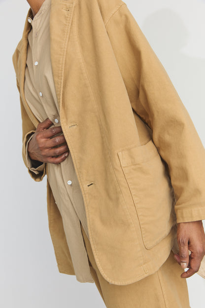 Garment Dye Moleskin Oversize Work Jacket - Camel