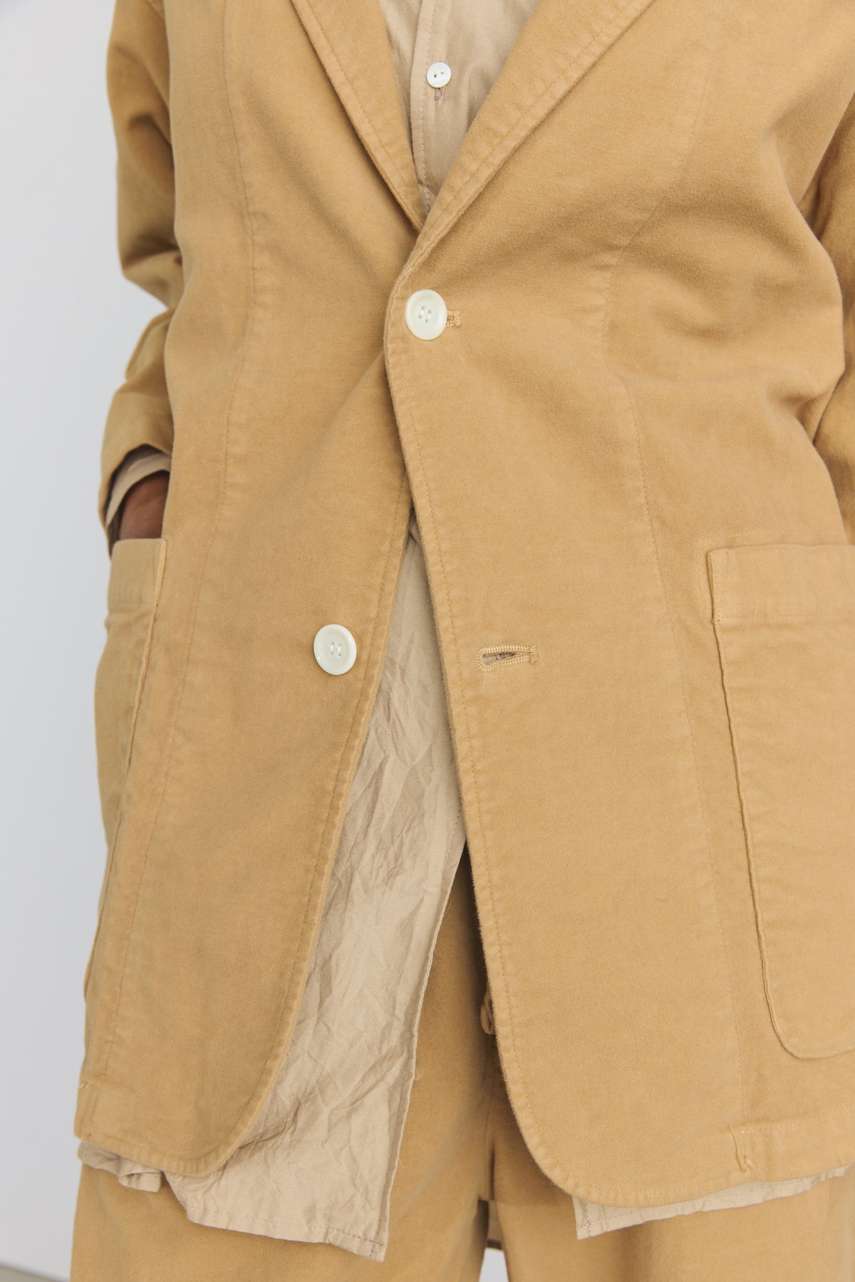Garment Dye Moleskin Oversize Work Jacket - Camel