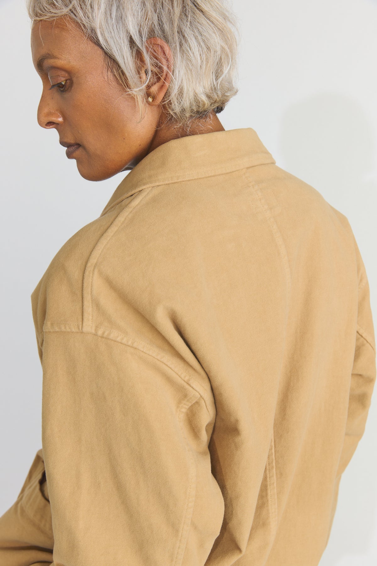 Garment Dye Moleskin Oversize Work Jacket - Camel
