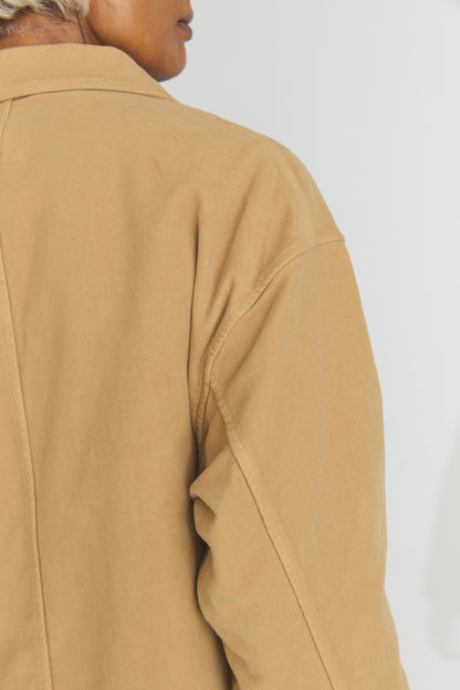 Garment Dye Moleskin Oversize Work Jacket - Camel