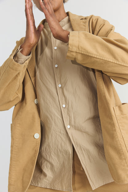 Garment Dye Moleskin Oversize Work Jacket - Camel