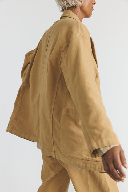 Garment Dye Moleskin Oversize Work Jacket - Camel