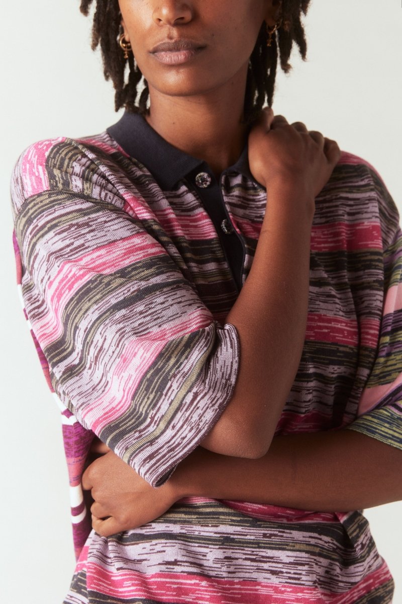 Gautam Polo in Fuchsia and Violet - Soochie - Waste Yarn Project