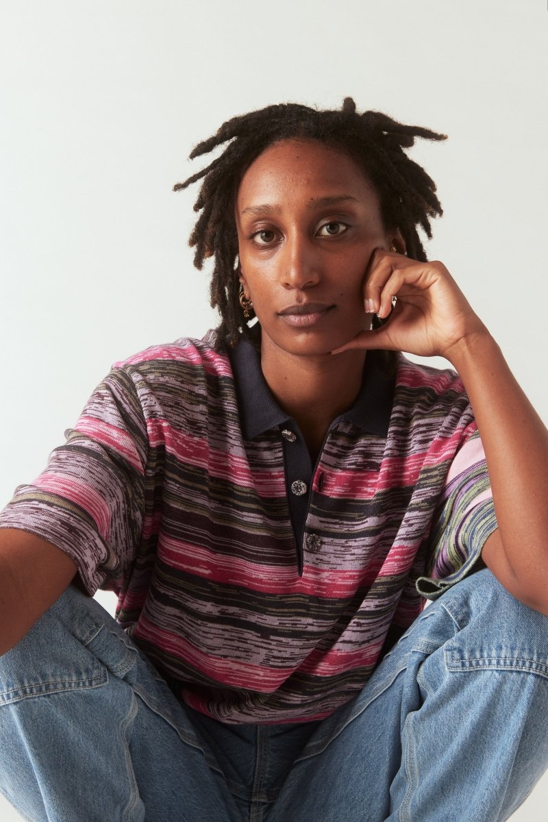 Gautam Polo in Fuchsia and Violet - Soochie - Waste Yarn Project