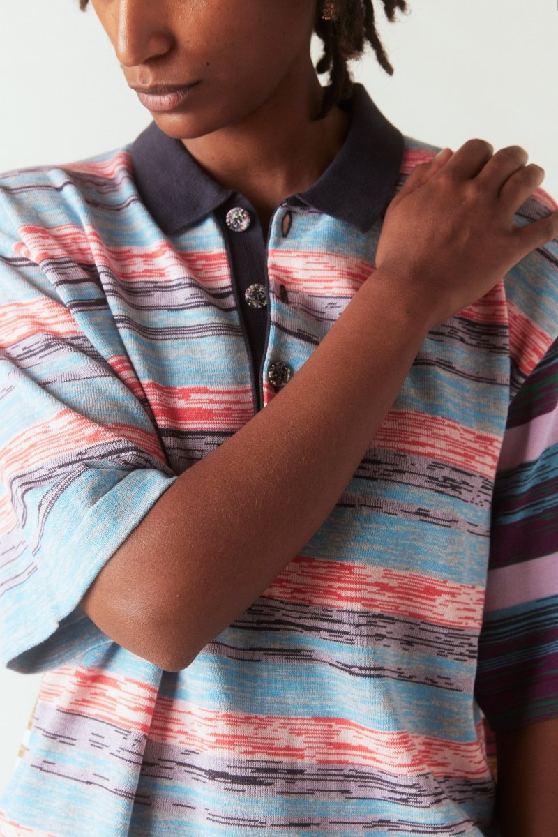 Gautam Polo in Sky and Guava - Soochie - Waste Yarn Project