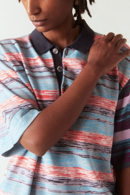 Gautam Polo in Sky and Guava - Soochie - Waste Yarn Project