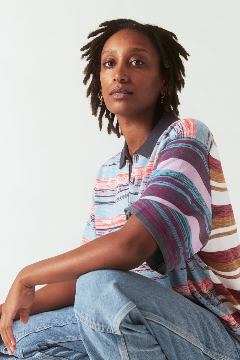 Gautam Polo in Sky and Guava - Soochie - Waste Yarn Project