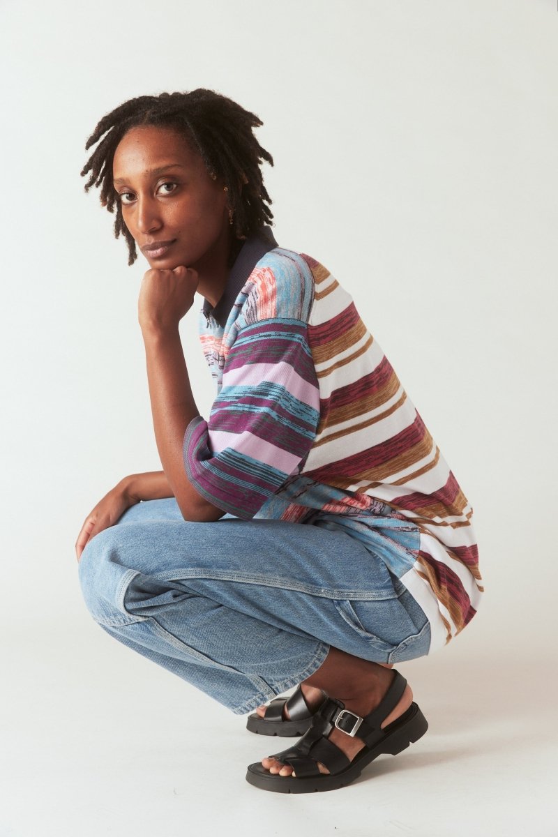 Gautam Polo in Sky and Guava - Soochie - Waste Yarn Project