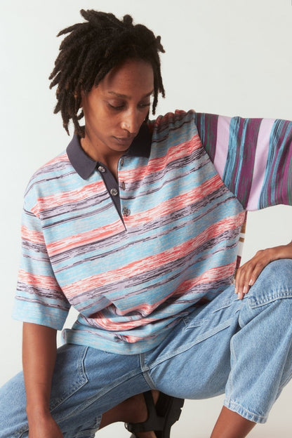 Gautam Polo in Sky and Guava - Soochie - Waste Yarn Project