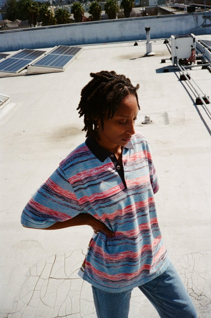 Gautam Polo in Sky and Guava - Soochie - Waste Yarn Project