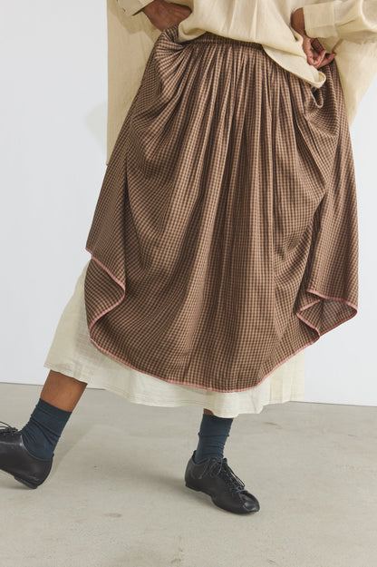 Gayle Reversible Skirt - Brown Checks