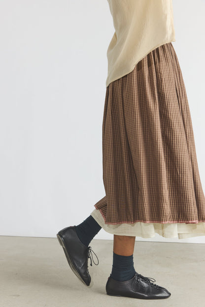Gayle Reversible Skirt - Brown Checks