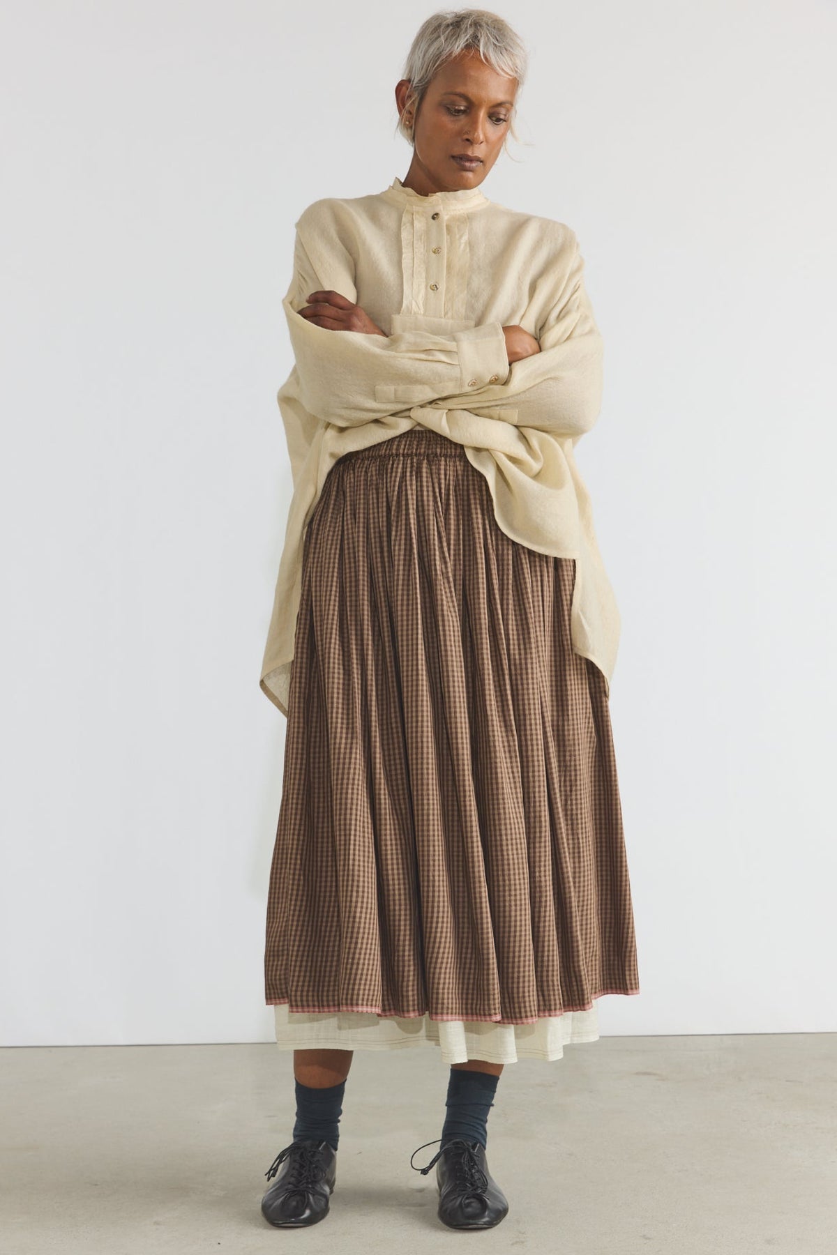 Gayle Reversible Skirt - Brown Checks