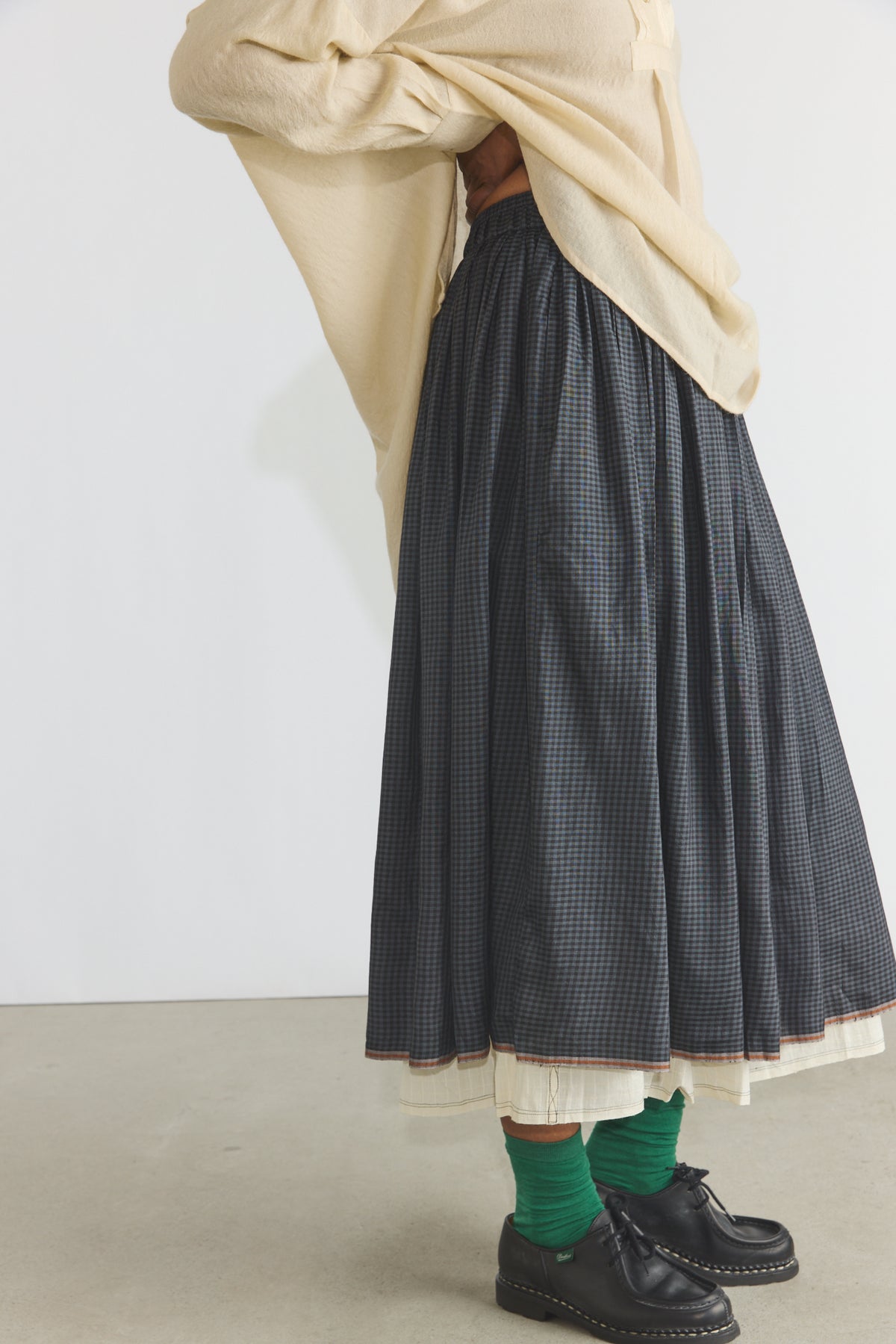Gayle Reversible Skirt - Charcoal Checks