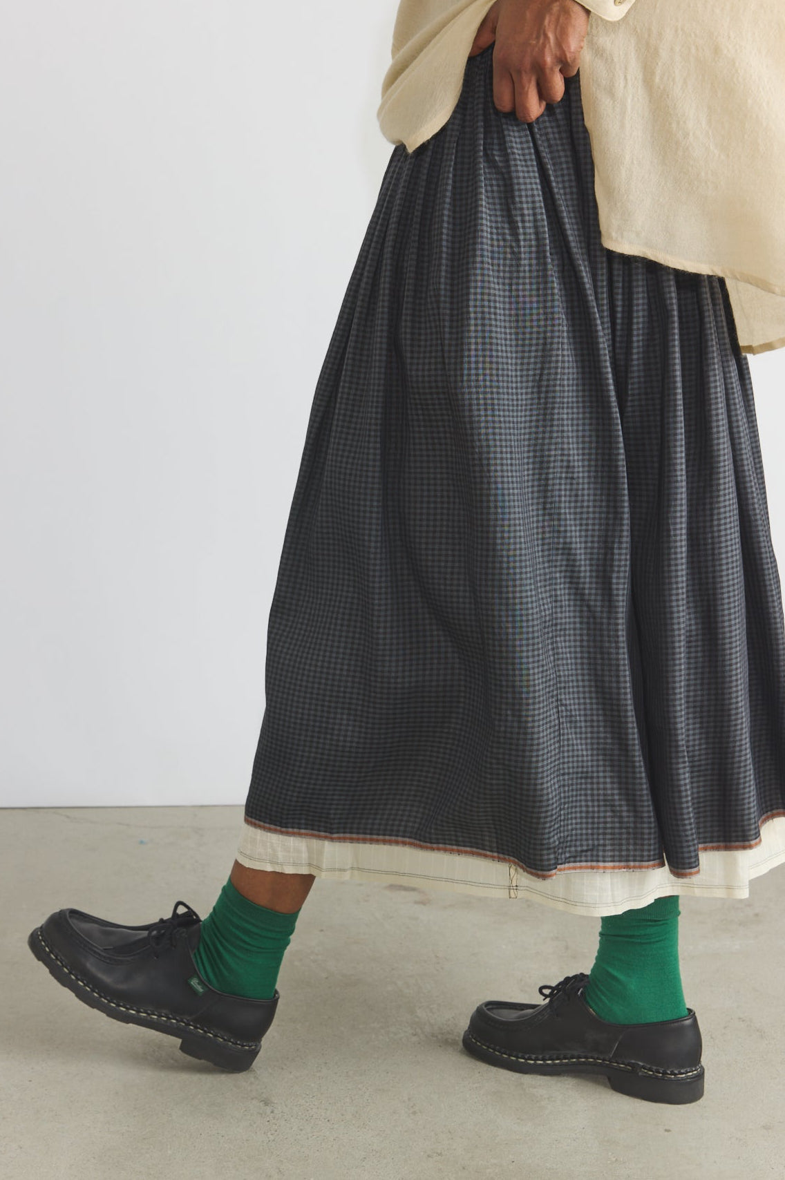 Gayle Reversible Skirt - Charcoal Checks