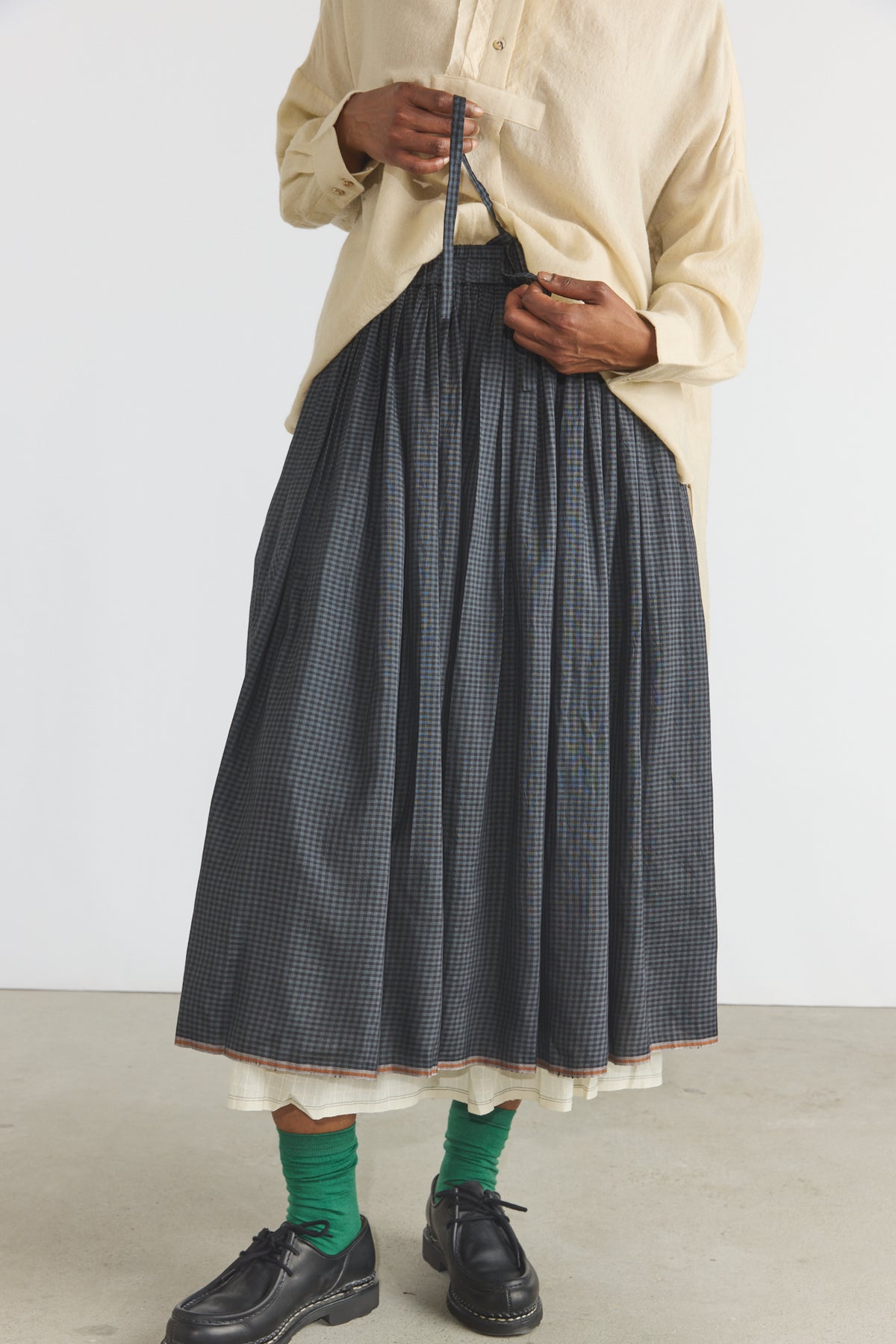 Gayle Reversible Skirt - Charcoal Checks
