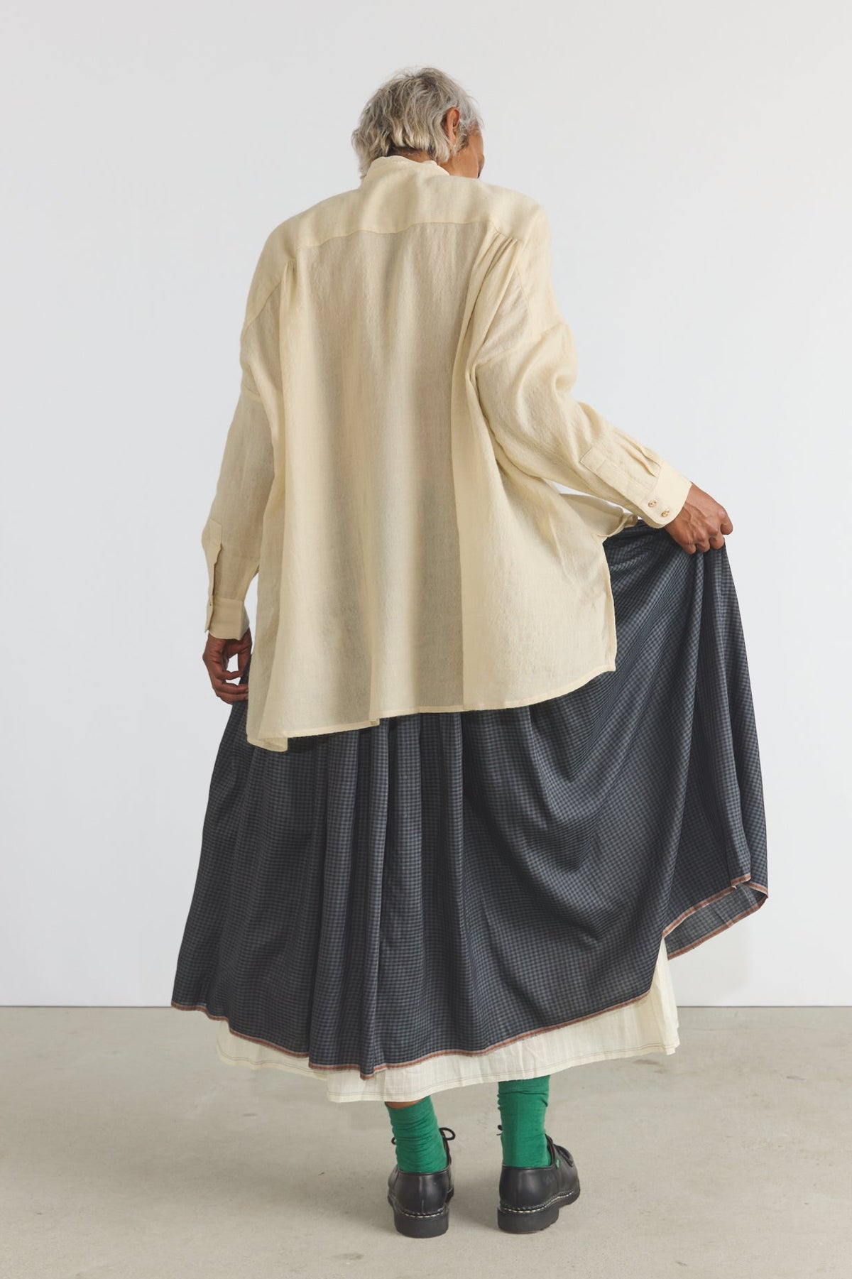 Gayle Reversible Skirt - Charcoal Checks