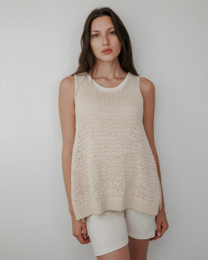 Handknit Tank in Bone - Soochie - Wol Hide