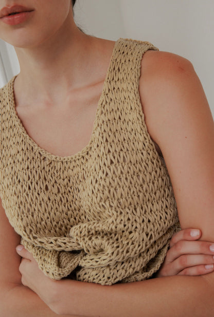 Handknit Tank in Sand - Soochie - Wol Hide