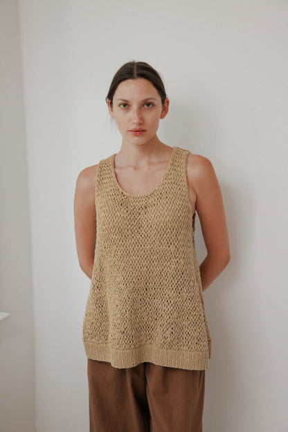 Handknit Tank in Sand - Soochie - Wol Hide