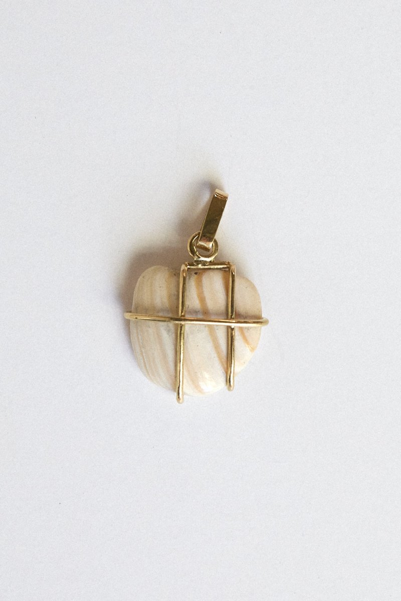 Ivory Shell Pendant - 18 carat gold cage setting - Soochie - Nathalie Mathoulin