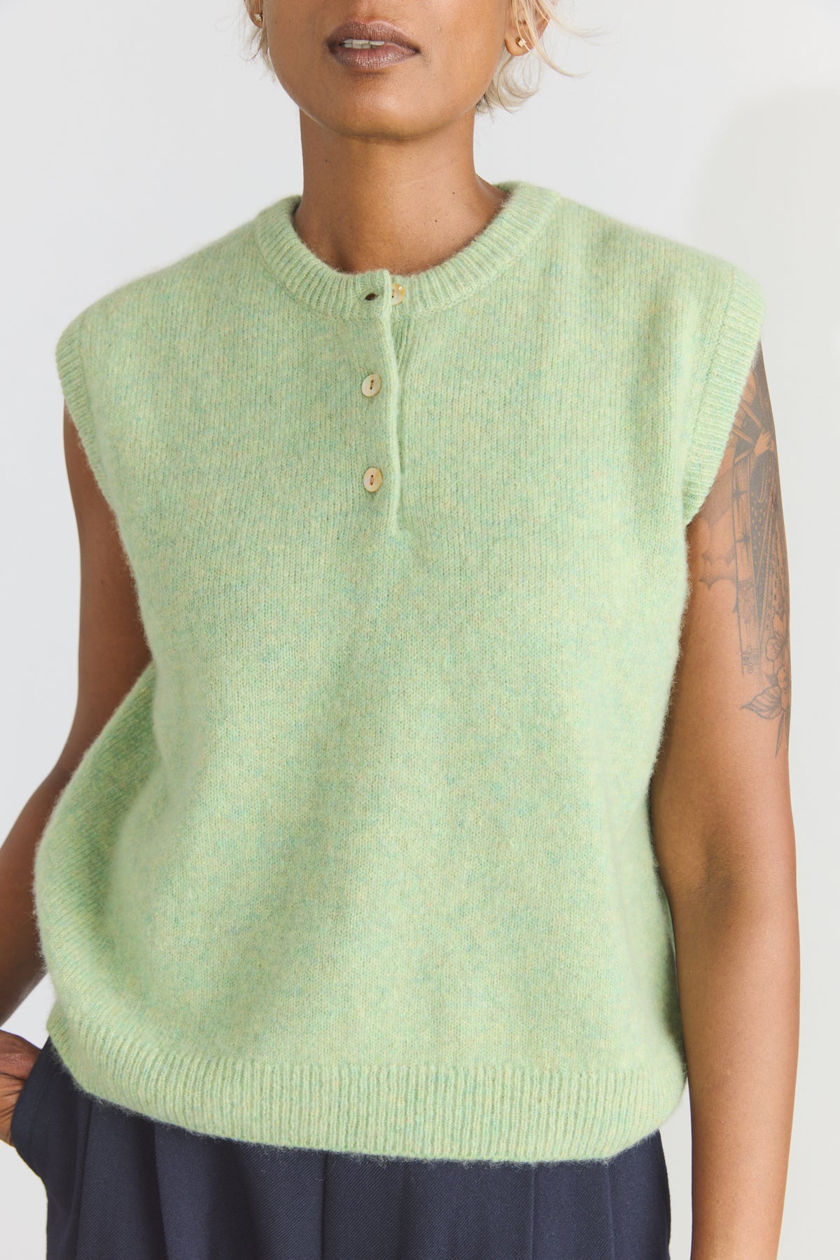 Joe Cashmere Vest - Dusty Aqua