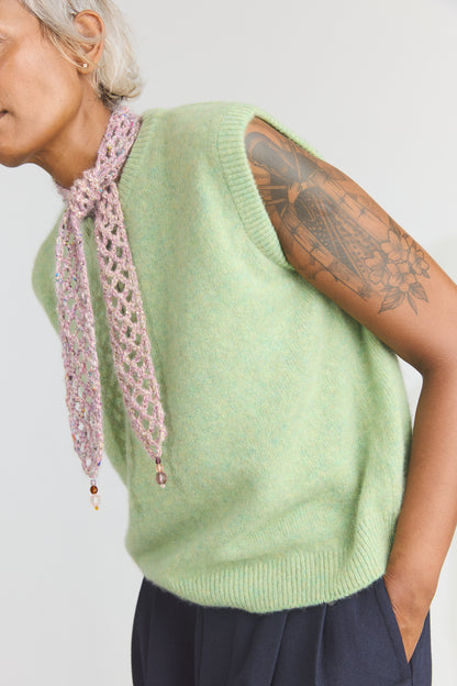 Hand Crochet Long Ties with Glass Beads - Violet