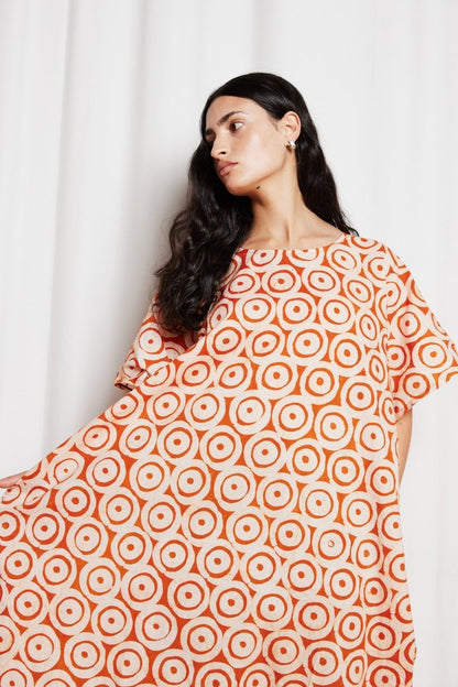 Kaftan In Orange Dot - Soochie - Fahari Bazaar