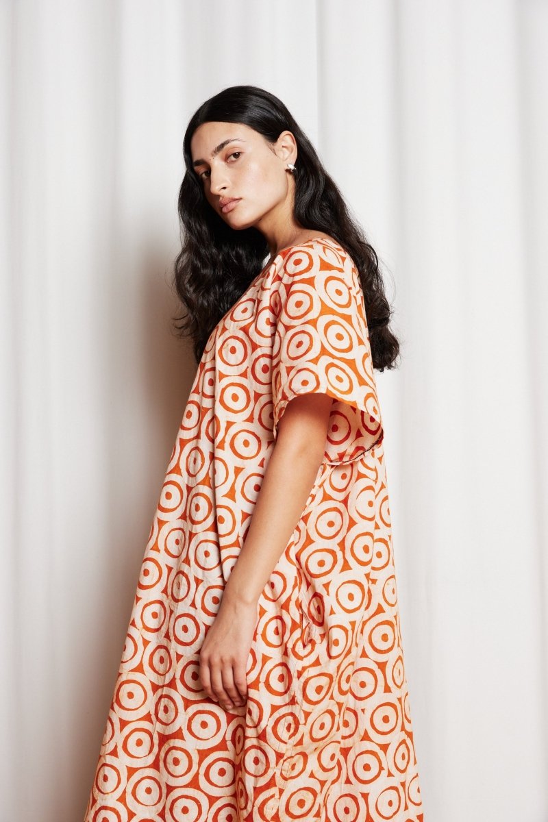 Kaftan In Orange Dot - Soochie - Fahari Bazaar