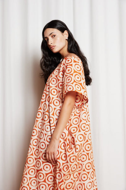 Kaftan In Orange Dot - Soochie - Fahari Bazaar