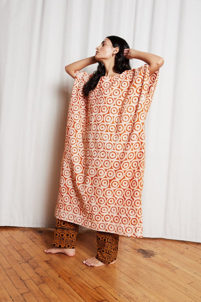 Kaftan In Orange Dot - Soochie - Fahari Bazaar