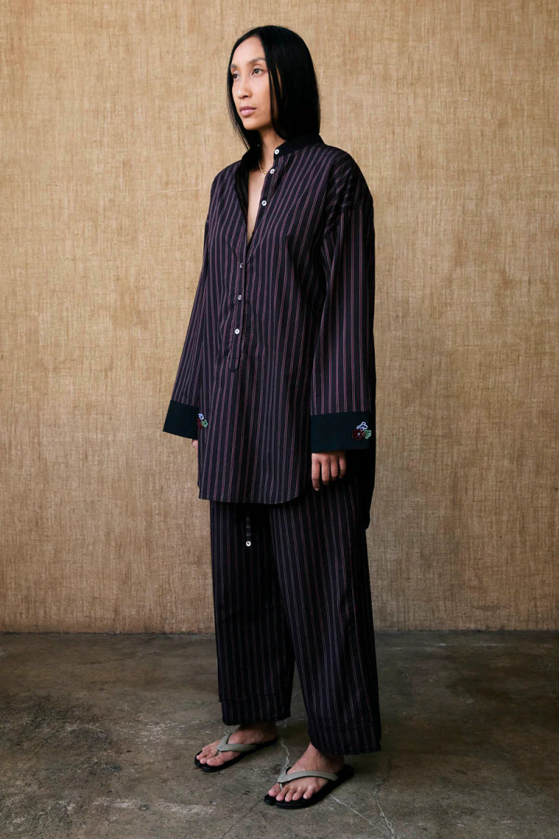 Lita Blouse in Black Stripe - Soochie - Chan Luu