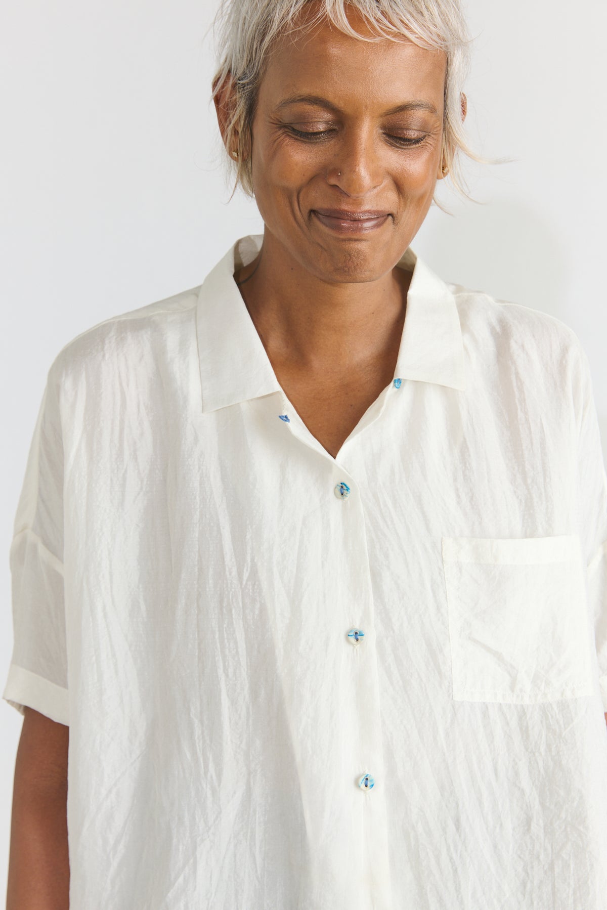 Lori Silk S/S Shirt - White