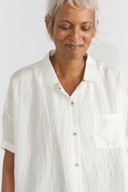 Lori Silk S/S Shirt - White