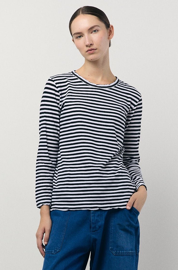L/S Tee in Black and White Stripe - Soochie - Véritécoeur