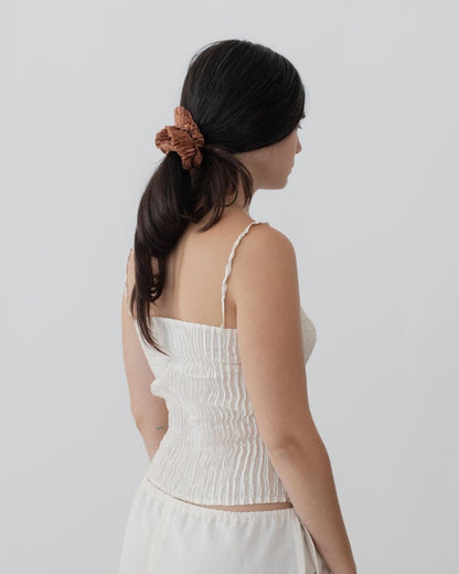 Plissé Satin Silk Tube Top - Soochie - Azur