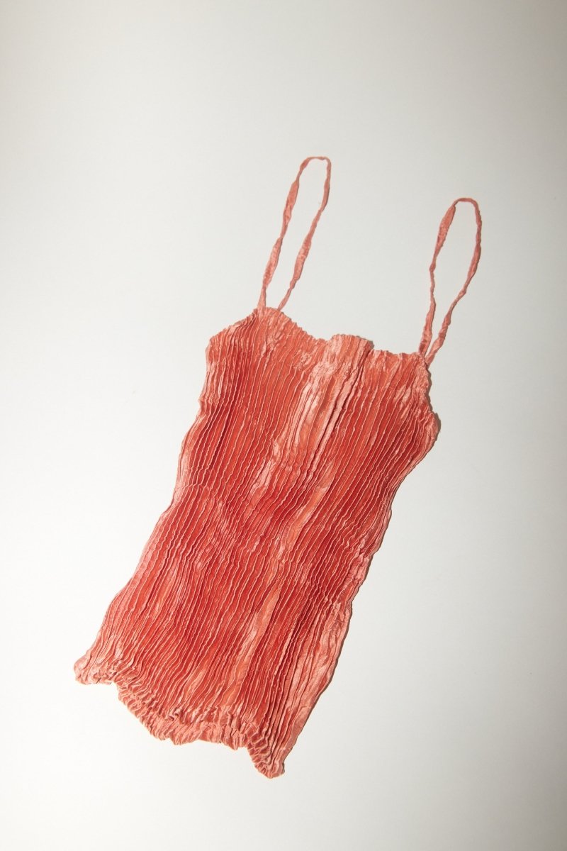 Plissé Satin Silk Tube Top - Soochie - Azur