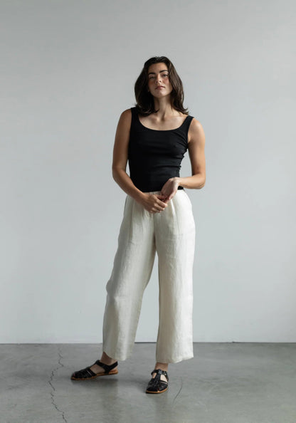 Pointelle Scoop Tank in Black - Soochie - First Rite